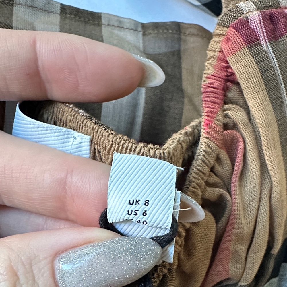 🆕 Burberry Delilah Women’s Toupe Brown Check Dress 6 US - Picture 5 of 9